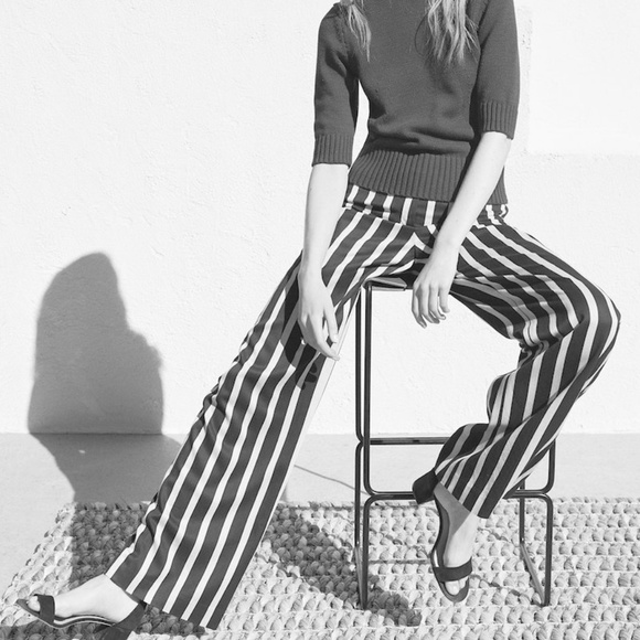 Ann Taylor Pants - Fluid Stripe High Waist Flare Trouser
